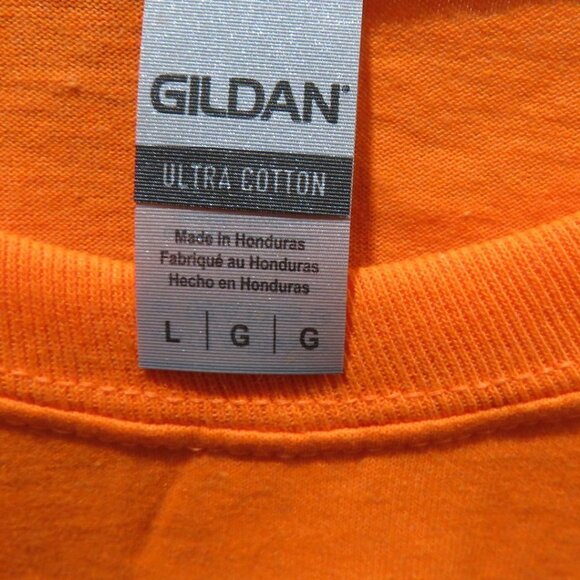 BOGO! Gildan Ultra Cotton long sleeve bright orange adult large work Tee casual - Picture 2 of 3